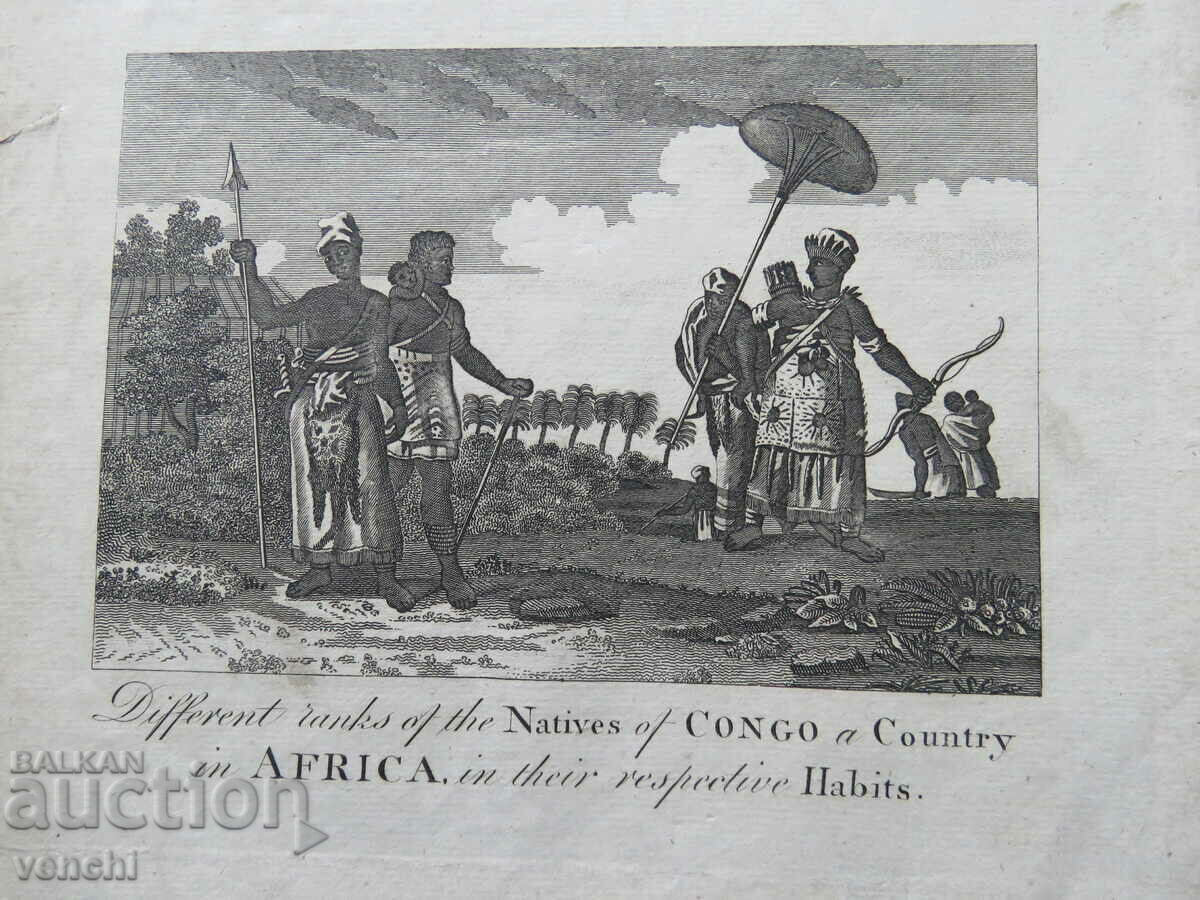 Auction 1790 - ENGRAVING - CONGO - AFRICA, KING - ORIGINAL Auction 1790 - ENGRAVING - CONGO - AFRICA, KING - ORIGINAL
