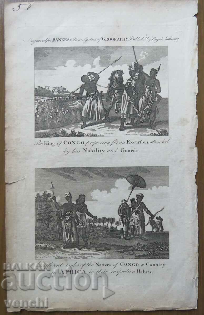 1790 - ГРАВЮРА - КОНГО - АФРИКА, КРАЛ - ОРИГИНАЛ