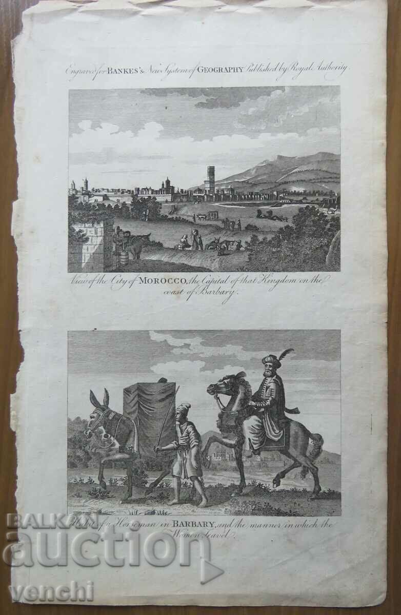 1790 - ГРАВЮРА - МАРОКО, КОННИК- ОРИГИНАЛ