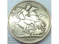 Великобритания 1 крона 1889 Виктория (корона) сребро 38мм