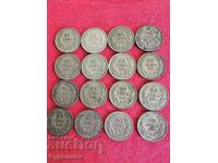 16 numere Monede de argint 20 BGN 1930 BZC.