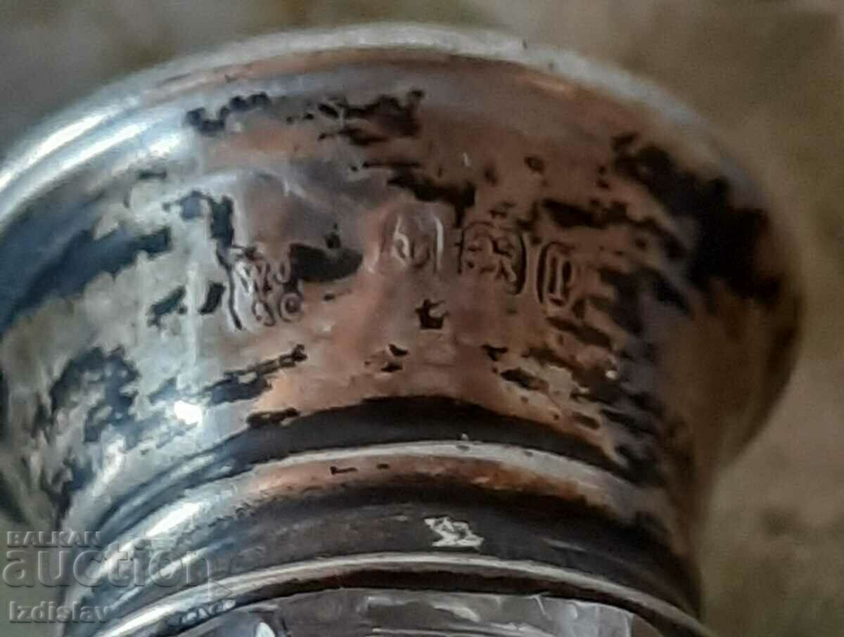 Доставка на Викторианско кристално шише със сребърна капачка с емайл Доставка на Викторианско кристално шише със сребърна капачка с емайл