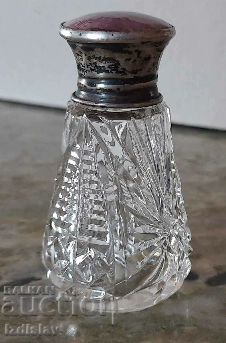 Викторианско кристално шише със сребърна капачка с емайл - 5 Викторианско кристално шише със сребърна капачка с емайл - 5
