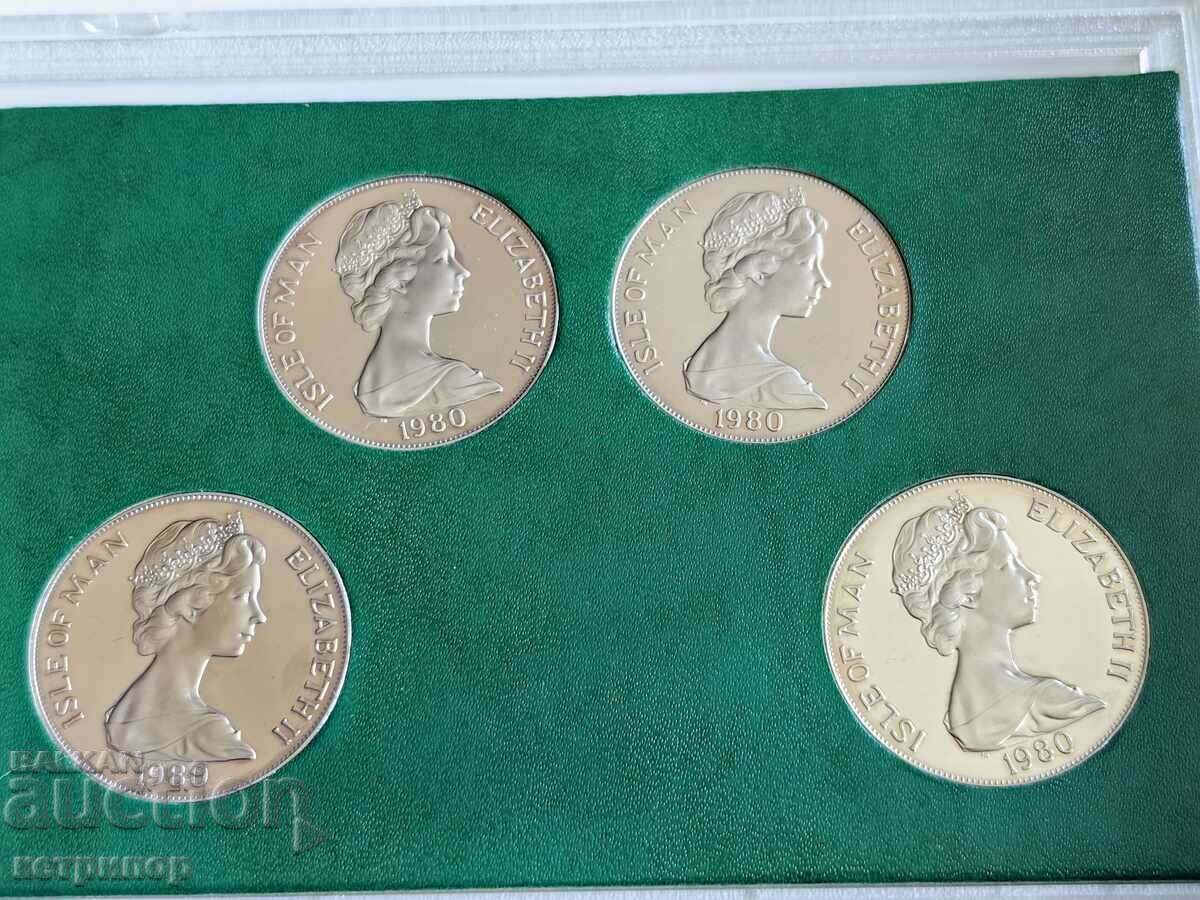 1 crown Isle of Man 1980 Proof set 4 coins nickel Olympic with price 98.00 BGN | € 50.11