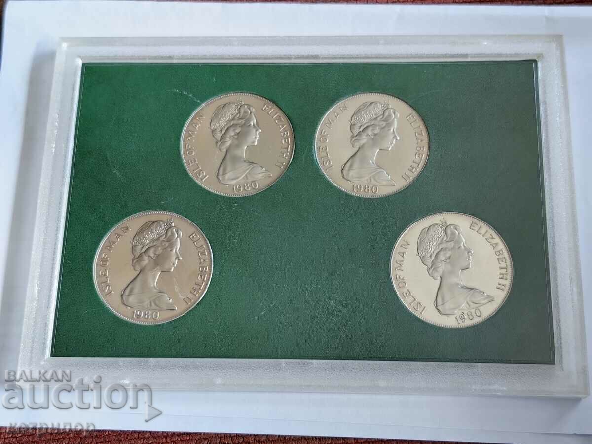 Delivery of 1 crown Isle of Man 1980 Proof set 4 coins nickel Olympic