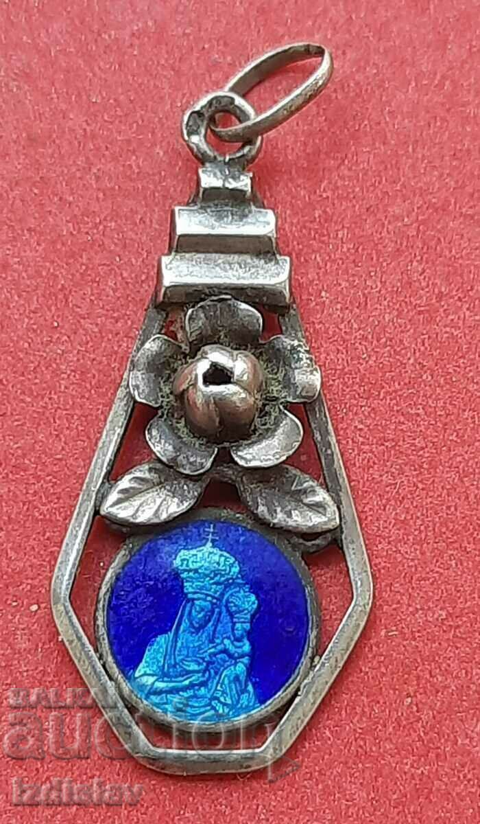 Аукцион Сребърен двустранен медальон с Богородица и Св. Кристофър