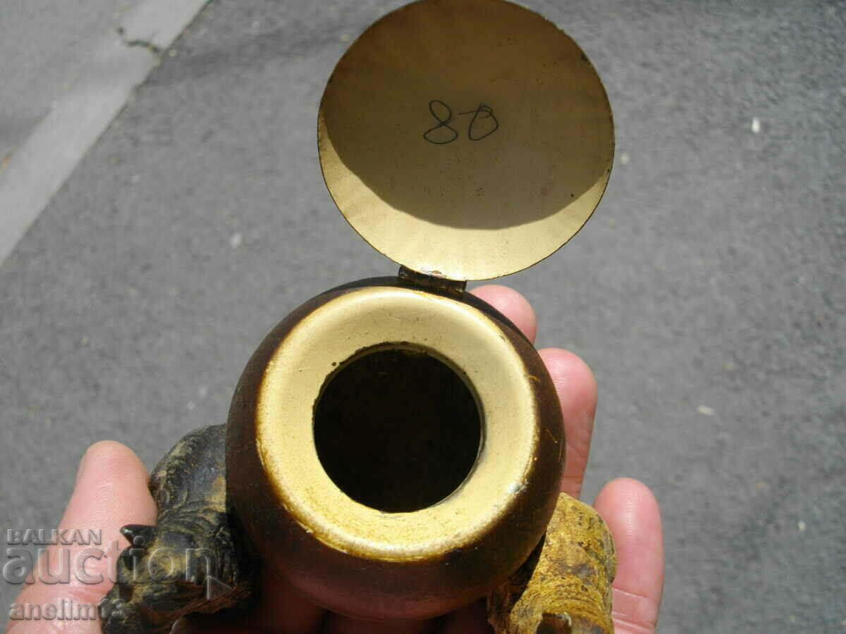 CUTIE VECHE DE METAL CU SUCRUMERĂ DE CERNEALĂ DE CĂTELU - 5