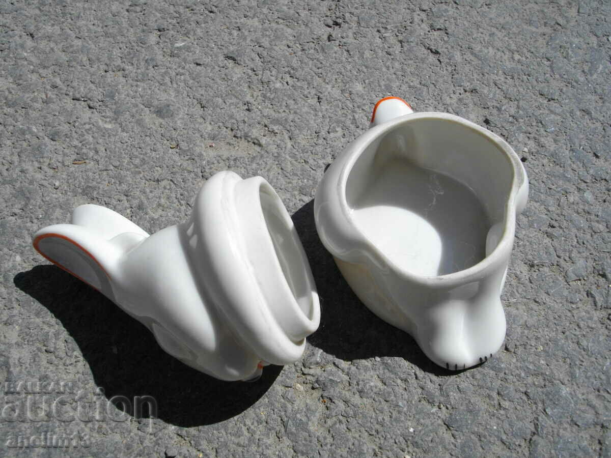 OLD PORCELAIN BUNNY BOX MARKED with price 55.00 BGN | € 28.12 OLD PORCELAIN BUNNY BOX MARKED with price 55.00 BGN | € 28.12