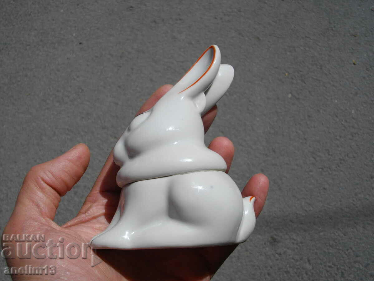 OLD PORCELAIN BUNNY BOX MARKED - 6 OLD PORCELAIN BUNNY BOX MARKED - 6