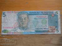 5 pesos 1985 / 91 - Filipine (VF)
