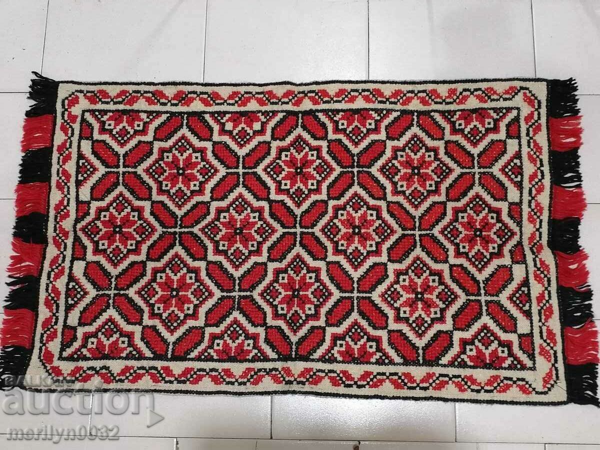 Old handwoven wool wall rug 100/55 cm carpet rug