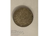 сребърна монета 3 марки Германия 1910 Прусия сребро