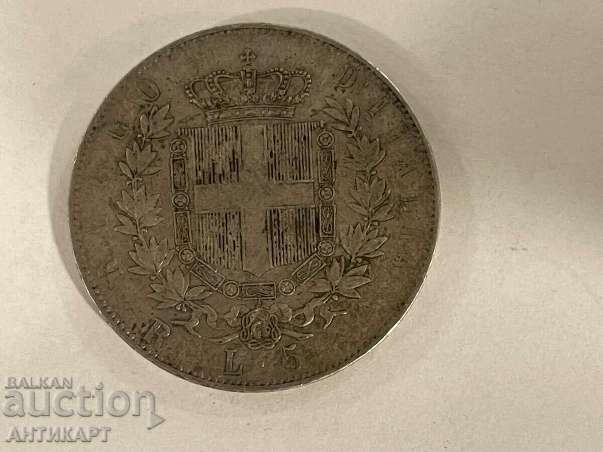 monedă de argint 5 lire Italia 1878 argint