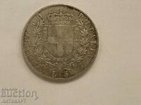 monedă de argint 5 lire Italia 1870 argint
