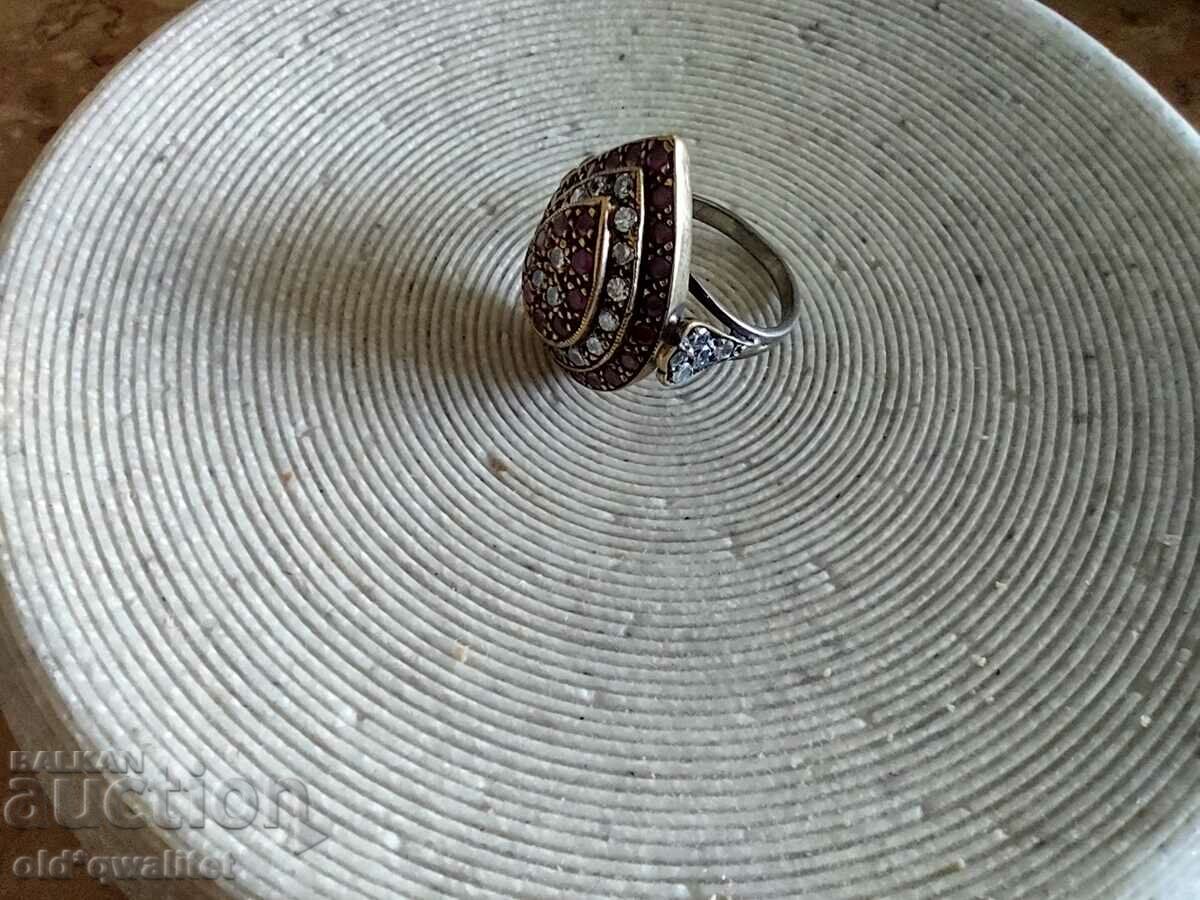 Ασημένιο δαχτυλίδι με ρουμπίνια και ζιργκόν - 5 Ασημένιο δαχτυλίδι με ρουμπίνια και ζιργκόν - 5