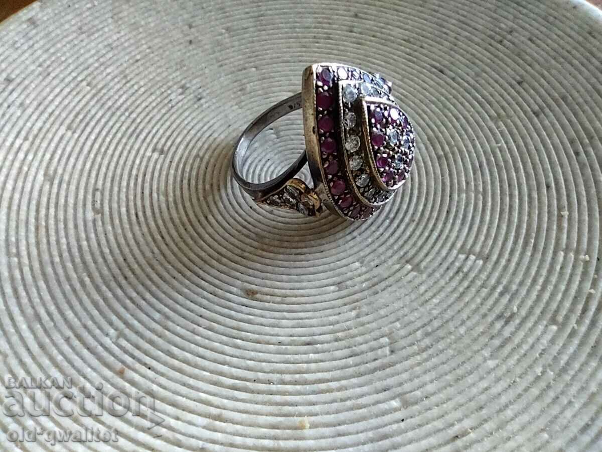 Ασημένιο δαχτυλίδι με ρουμπίνια και ζιργκόν - 6 Ασημένιο δαχτυλίδι με ρουμπίνια και ζιργκόν - 6