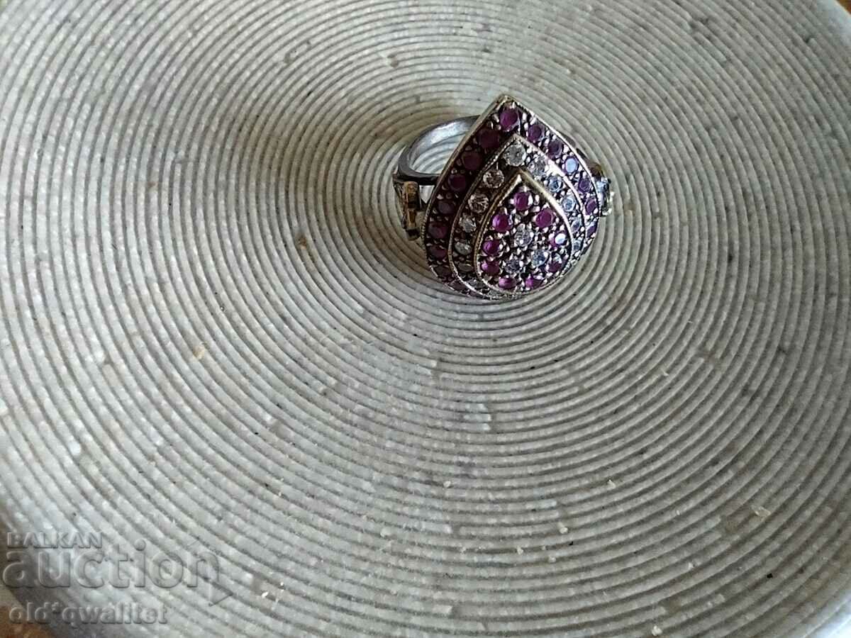 Ασημένιο δαχτυλίδι με ρουμπίνια και ζιργκόν - 7 Ασημένιο δαχτυλίδι με ρουμπίνια και ζιργκόν - 7