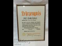 OLD DOCUMENT, REICH 1940-CERTIFICATE