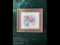 Poppies picture - watercolor, frame, glass
