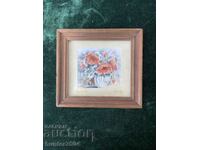 Εικόνα παπαρούνες - ακουαρέλα, πλαίσιο, γυαλί