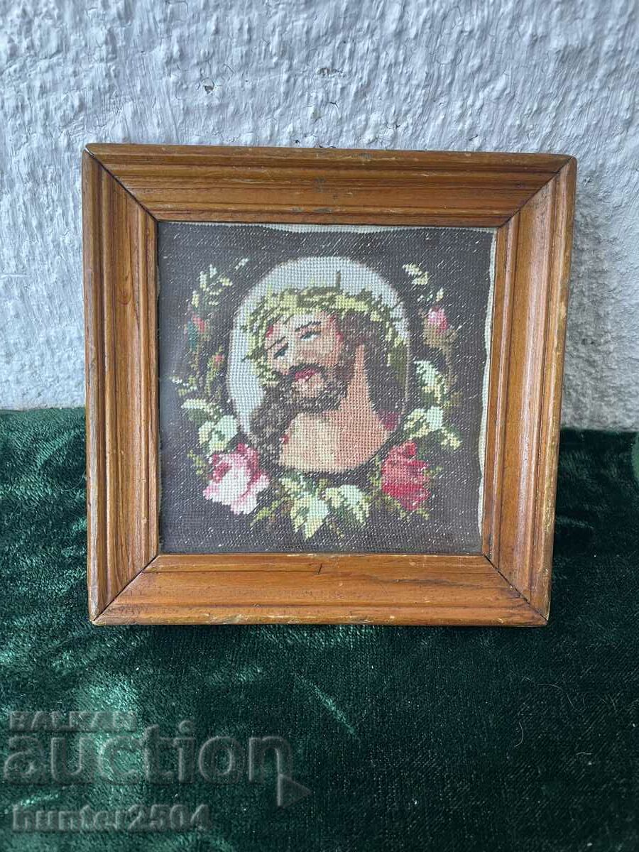 Christ tapestry-15/15 cm, frame, glass