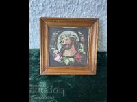 Christ tapestry-15/15 cm, frame, glass