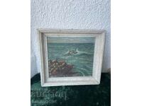Картина Морски бряг-рамка,дърво,фазер