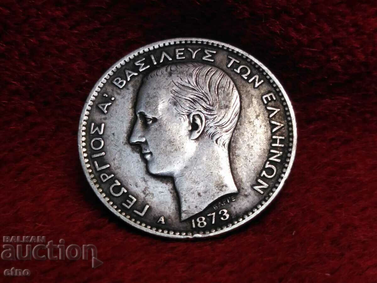 1873 г.ГЪРЦИЯ 1 Драхма сребро 835,монета ,монети
