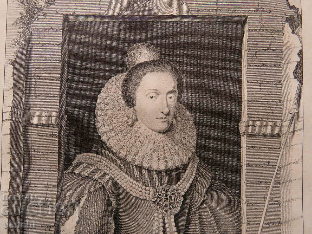 Delivery of 1732 - ENGRAVING - Elizabeth Stuart, Queen of Bohemia - ORIGINAL Delivery of 1732 - ENGRAVING - Elizabeth Stuart, Queen of Bohemia - ORIGINAL
