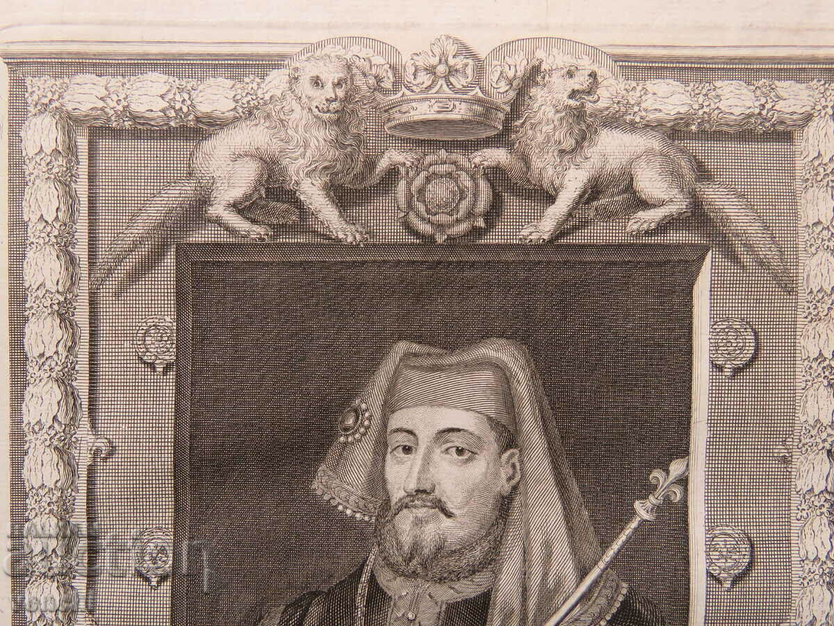 Auction 1732 - ENGRAVING - Henry IV King of England - ORIGINAL Auction 1732 - ENGRAVING - Henry IV King of England - ORIGINAL