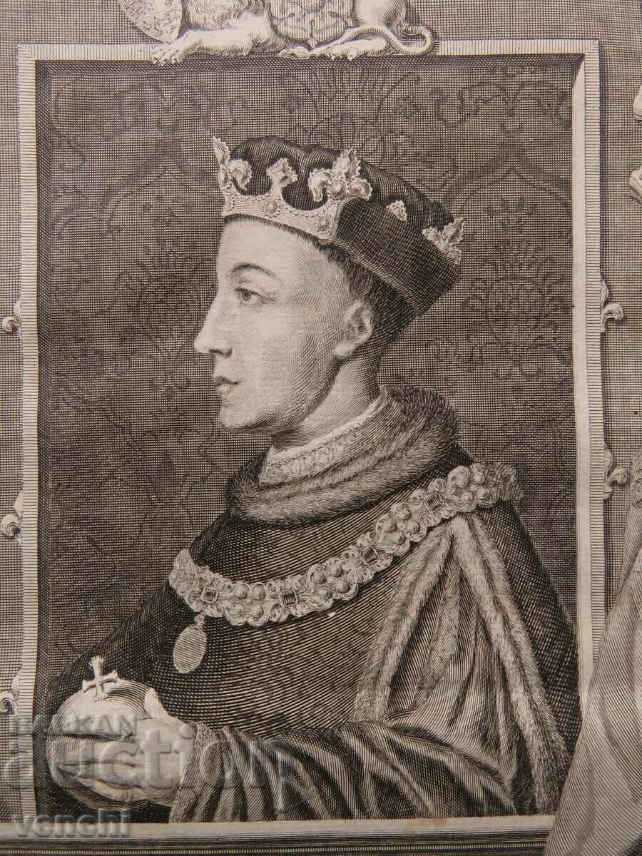 1732 - ENGRAVING - Henry V King of England - ORIGINAL with price 59.99 BGN | € 30.67 1732 - ENGRAVING - Henry V King of England - ORIGINAL with price 59.99 BGN | € 30.67