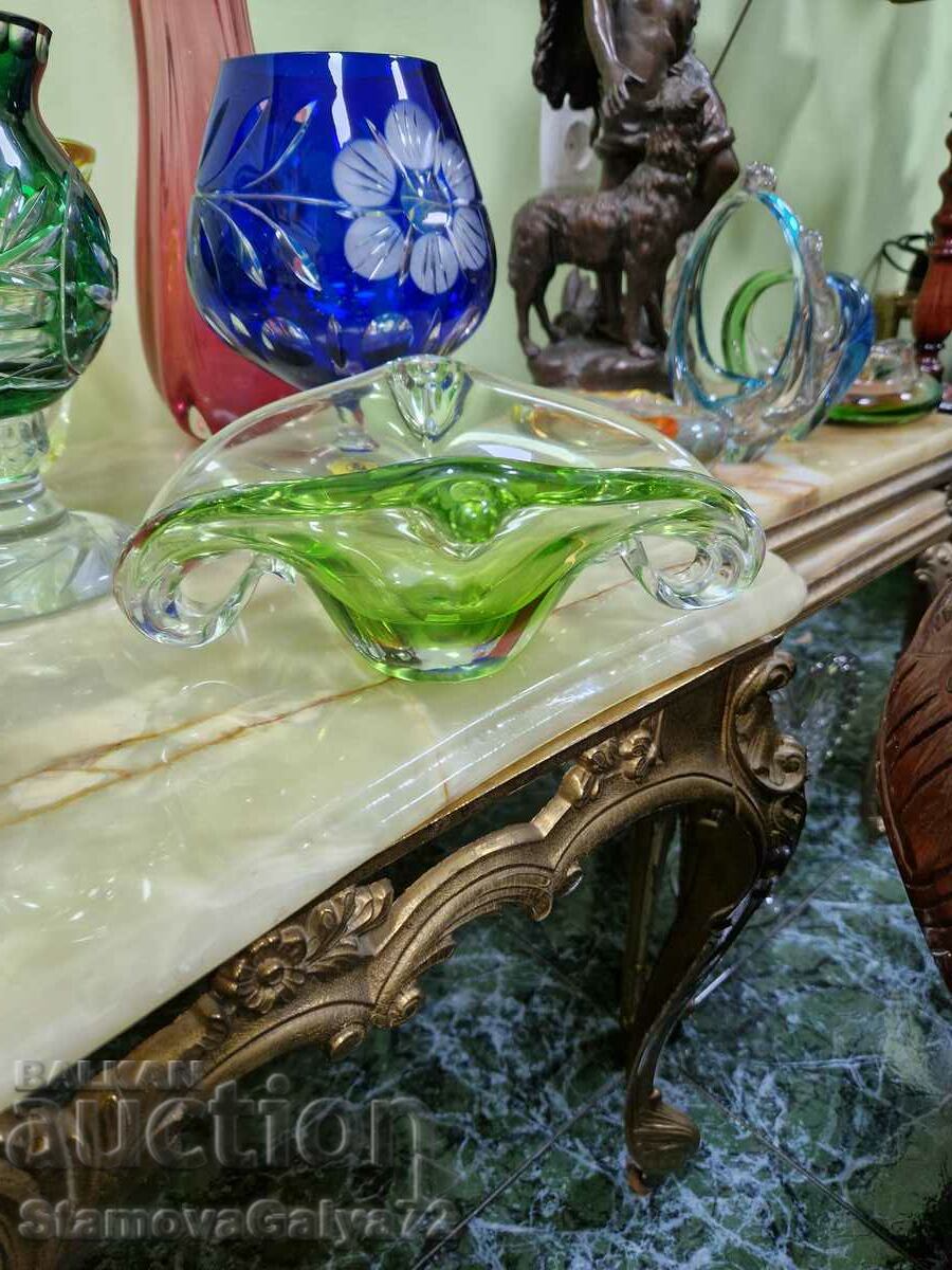 Unique antique Val Saint Lambert crystal bowl