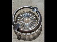 Art Deco ashtray silver and crystal Herman Bauer Germany
