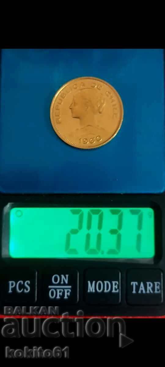 100 peso gold coin Chile
