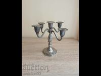 Silver plated metal candle holder