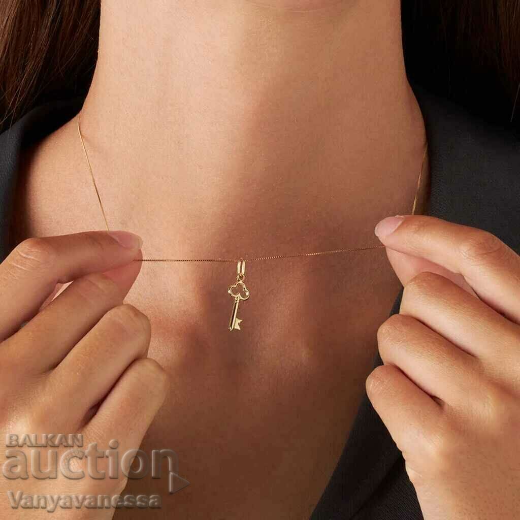 Gold Key Key with chain necklace 9K - 6 Gold Key Key with chain necklace 9K - 6
