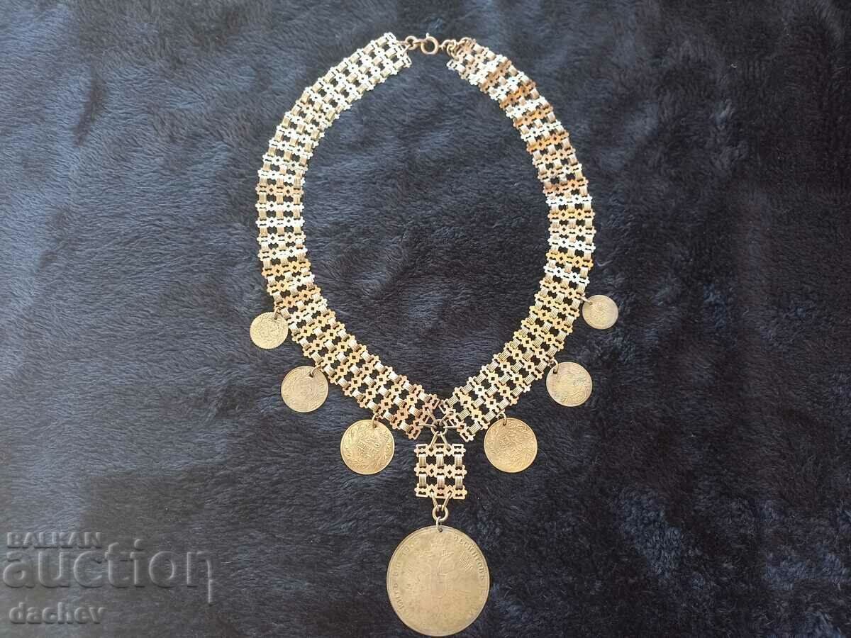 Cordon placat cu aur cu pendari popular colier bijuterii costum 1905