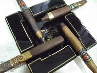 Рядък луксозен пепелник с 4 редки пури