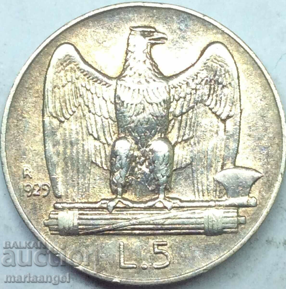 5 lire 1929 Itapia Victor Emmanuel III (1869-1947) silver