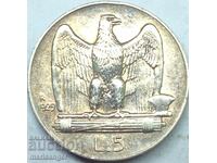 5 лири 1929 Итапия Виктор Емануил III (1869-1947) сребро