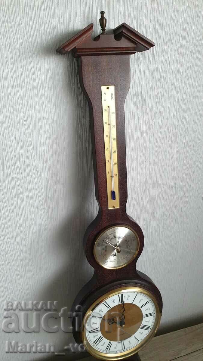 Wooden thermometer, barometer, clock and hygrometer with price 150.00 BGN | € 76.69 Wooden thermometer, barometer, clock and hygrometer with price 150.00 BGN | € 76.69