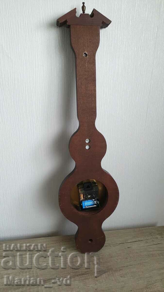 Auction Wooden thermometer, barometer, clock and hygrometer Auction Wooden thermometer, barometer, clock and hygrometer