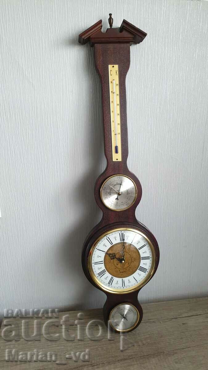 Termometru, barometru, ceas si higrometru din lemn
