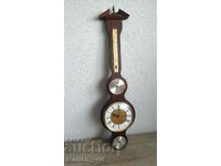 Wooden thermometer, barometer, clock and hygrometer