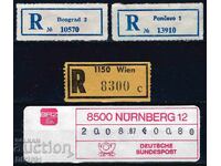 MNH registered mail stickers