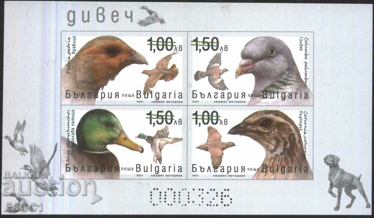 Clean block souvenir Game Fauna Birds 2021 from Bulgaria