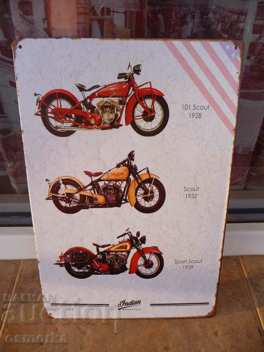 Метална табела мотор Indian Scout 1928 1932 1939 мотоциклети