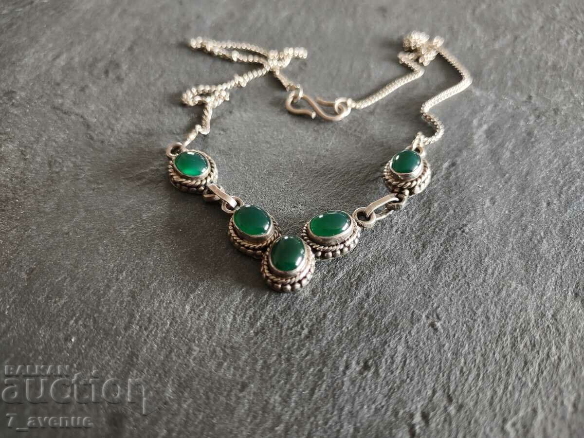 Δημοπρασία Κολιέ με φυσική πέτρα Αχάτης, ασήμι 925, 16.04.2024