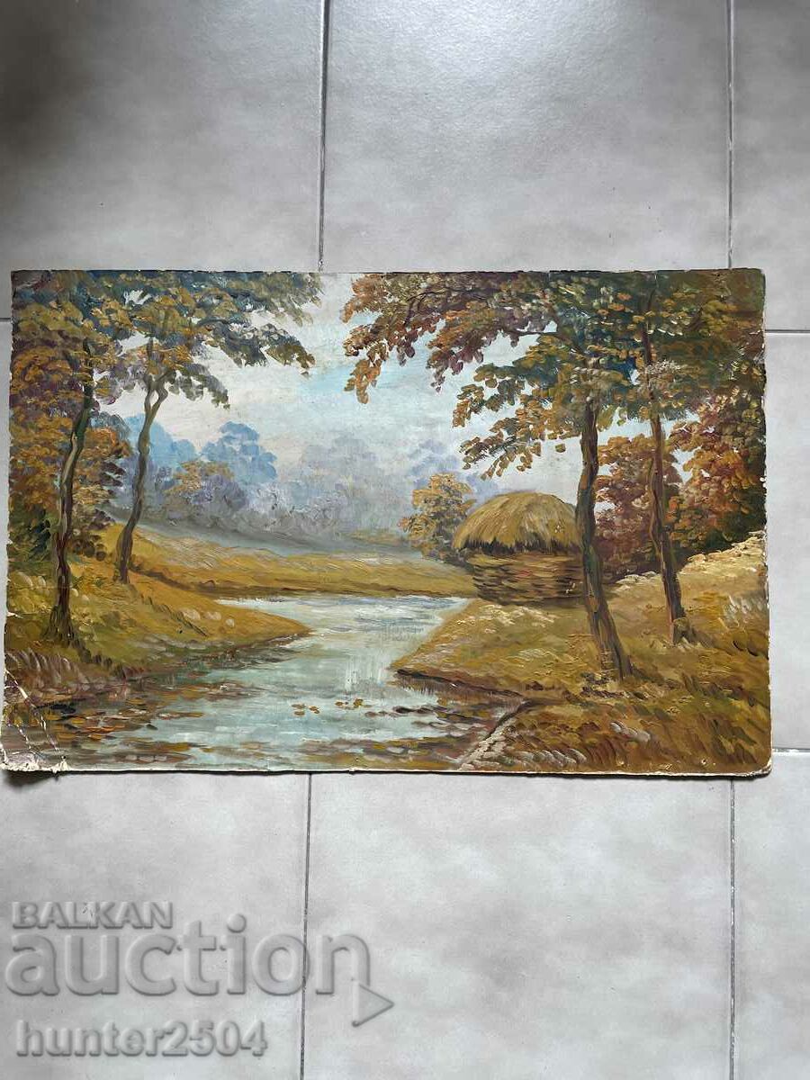 Pictura Toamna-55/36 cm, ulei, carton