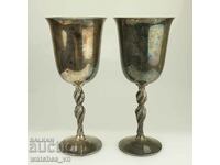 Set of 2 Goblets Ritual Silver Plated Pair Massive 21 cm.
